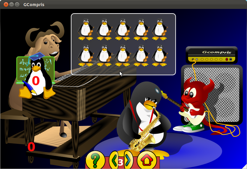 Gcompris Jogo da Memória Auditiva Contra o Tux